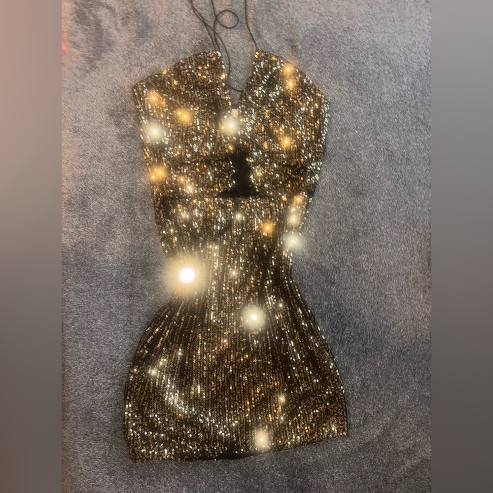 Bear Dance Black and Gold Sequin Top